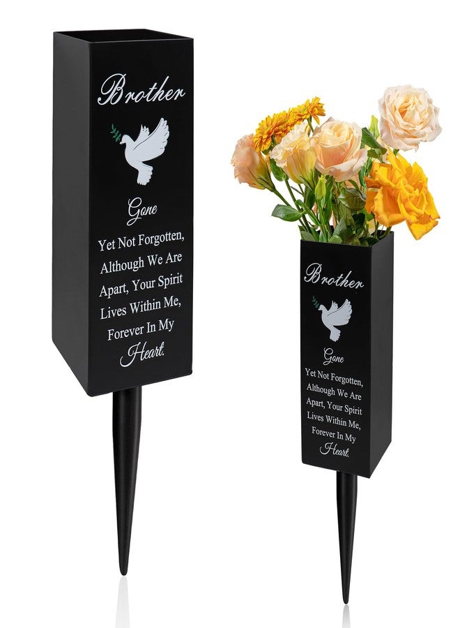 Oooct Brother Metal Cemetery Vases - Grave Decorations with Stake, Memorial Markers, Outdoor Yard Sign - Image 1